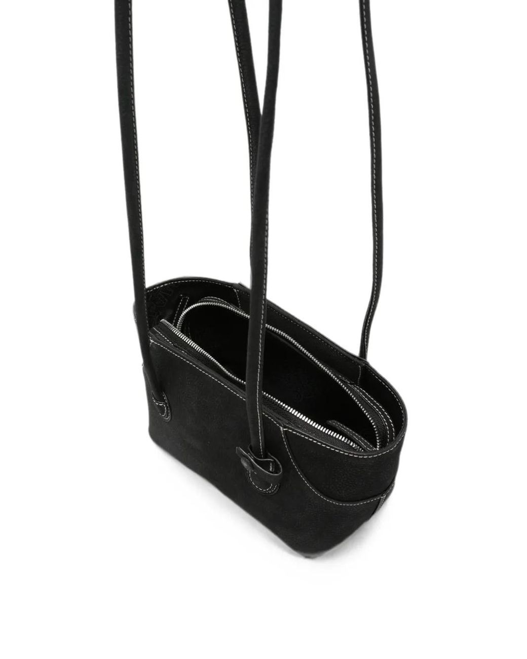 MARGE SHERWOOD White Petit Sac Porté Épaule Boat En Cuir À Coutures Contrastantes