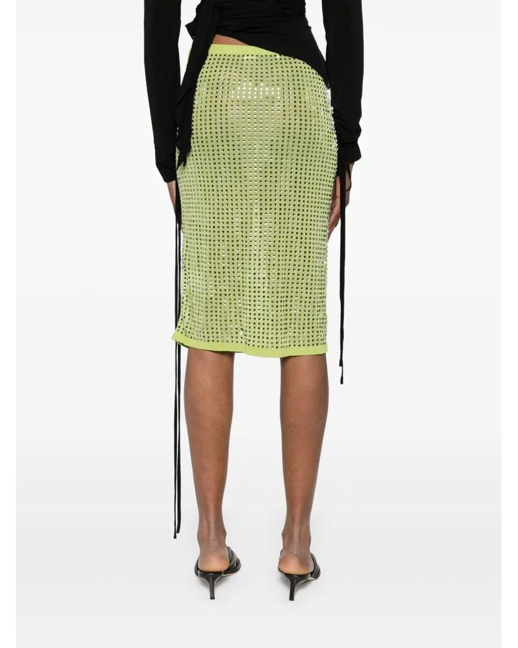 Christopher Esber Green Crystal-Embellished Midi Skirt