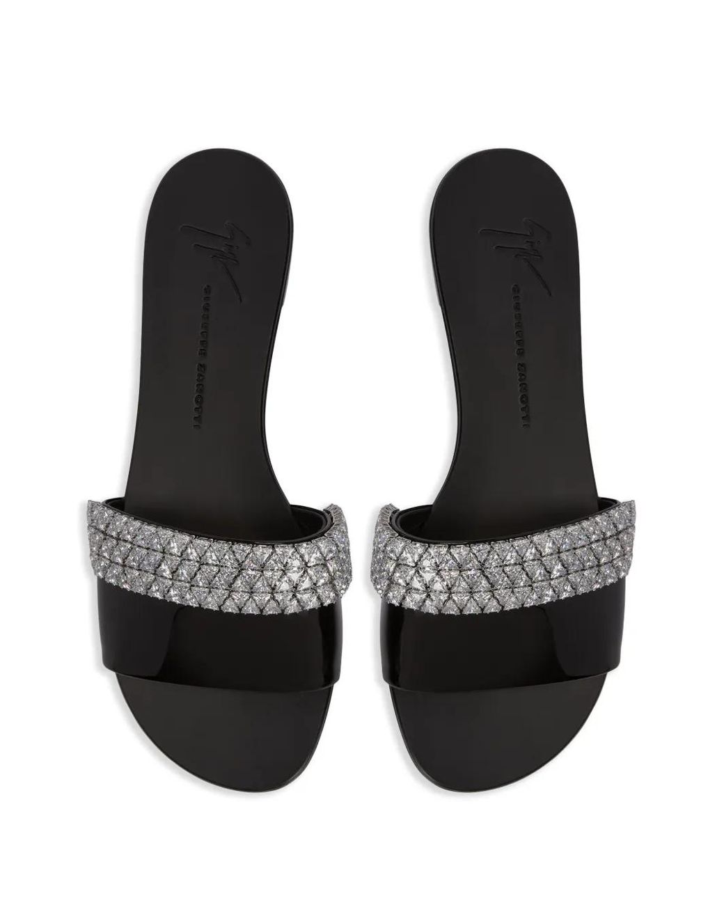 Giuseppe Zanotti Black Tesy Rhinestone-Embellished Sandals