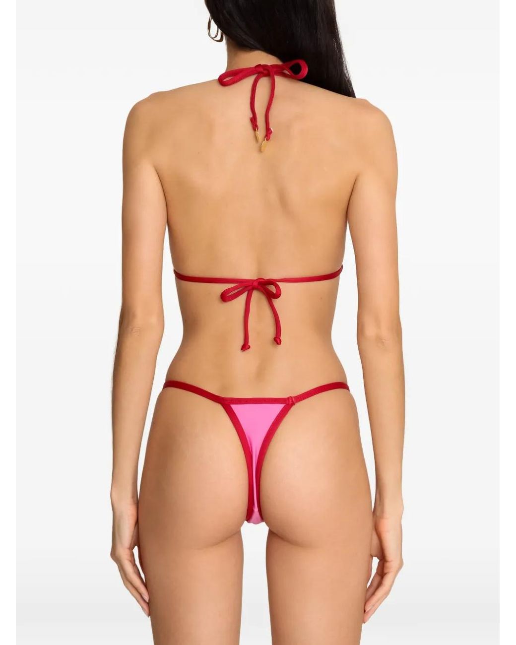 Amir Slama Pink X Jade Picon Tie Embellished Bikini