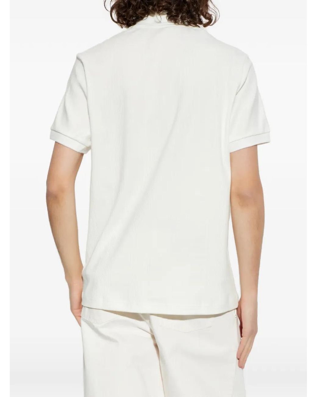 Lacoste White Classic Fit Ribbed Knit Polo for men
