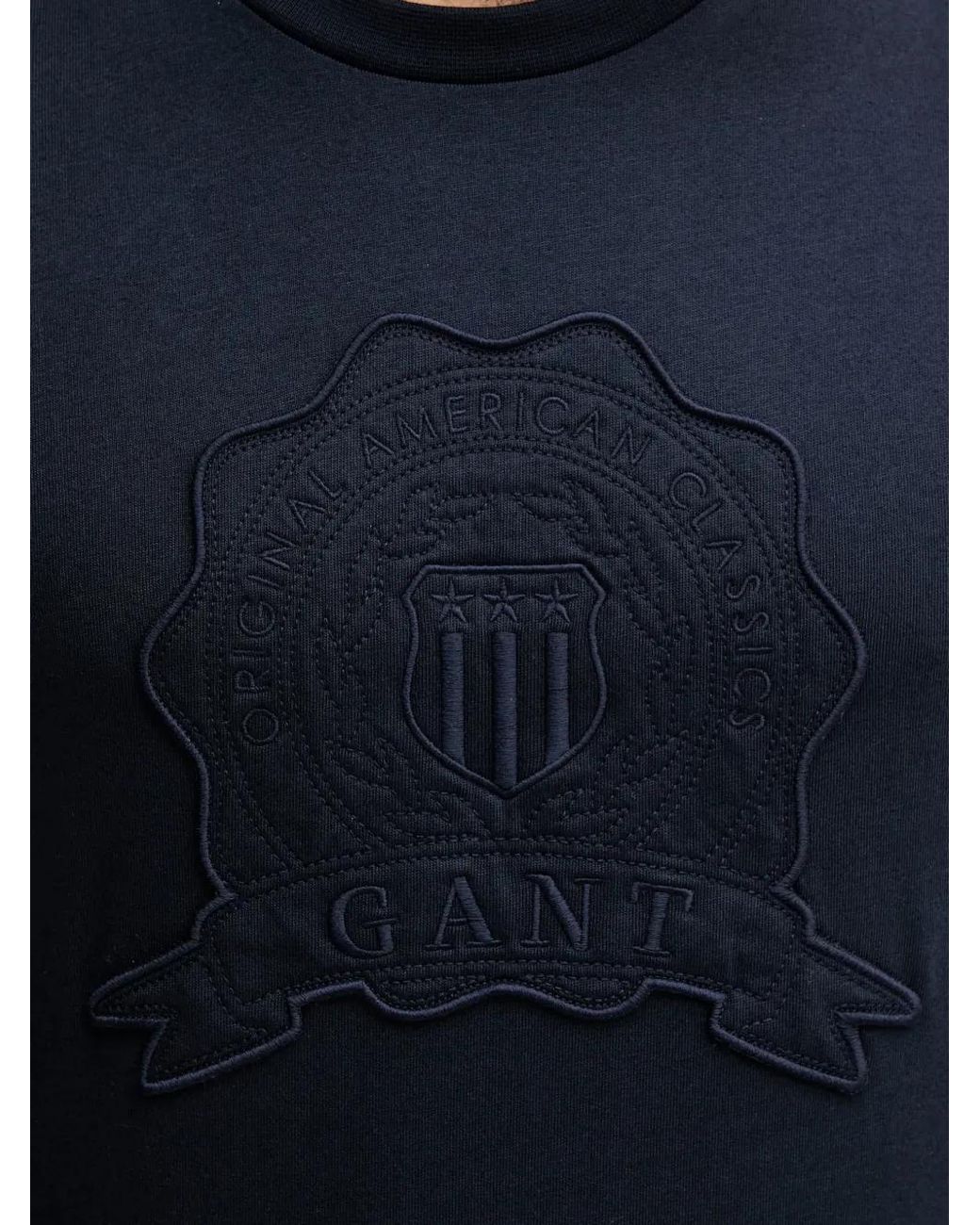 Gant Blue T-Shirt À Manches Longues Et Logo Brodé for men