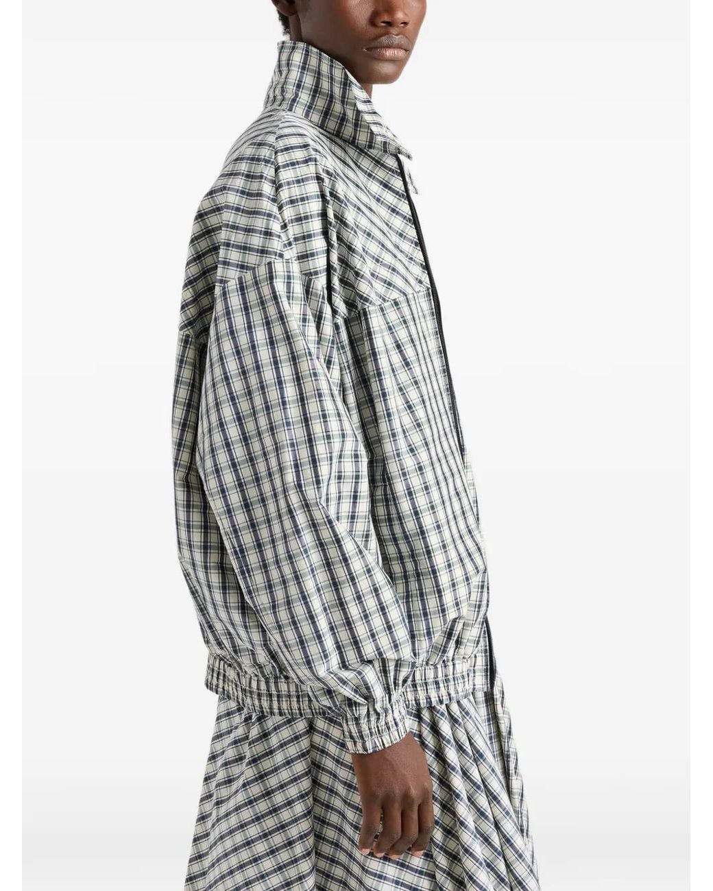 Veste À Col À Carreaux Prada en coloris Gray
