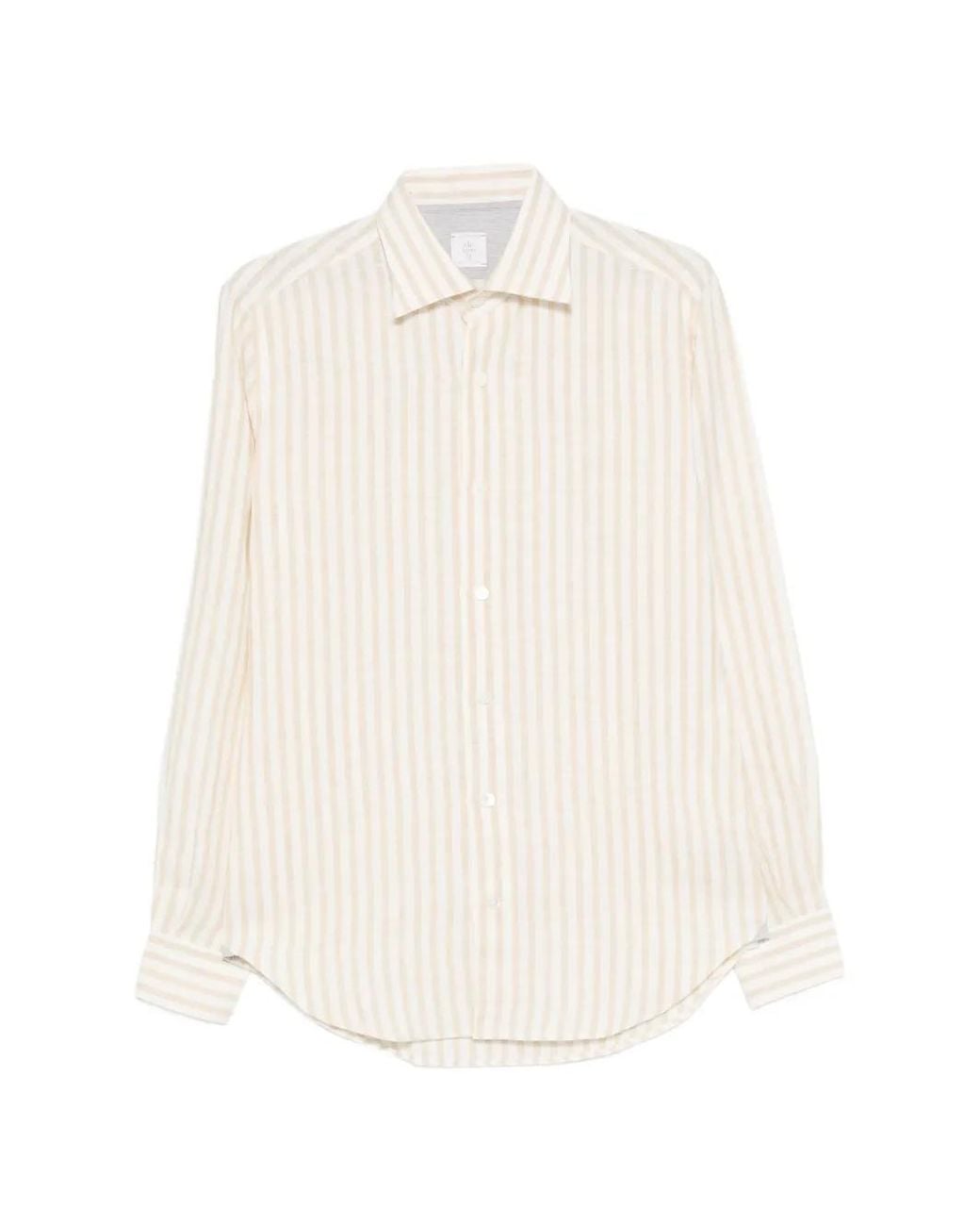 Eleventy White Striped-Pattern Shirt for men