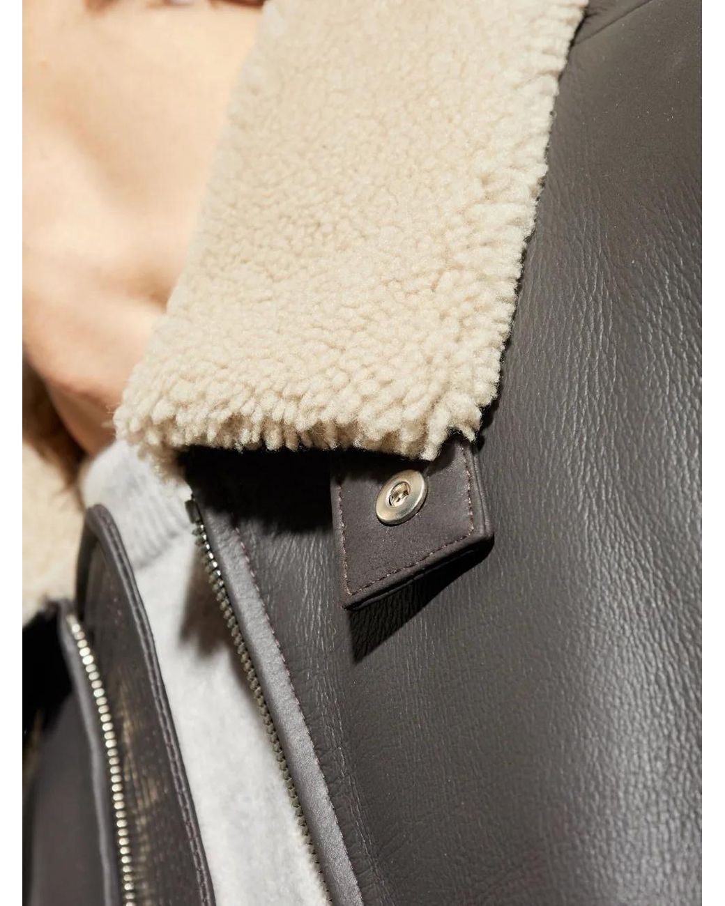 Maison Kitsuné Gray Shearling-Collar Jacket for men