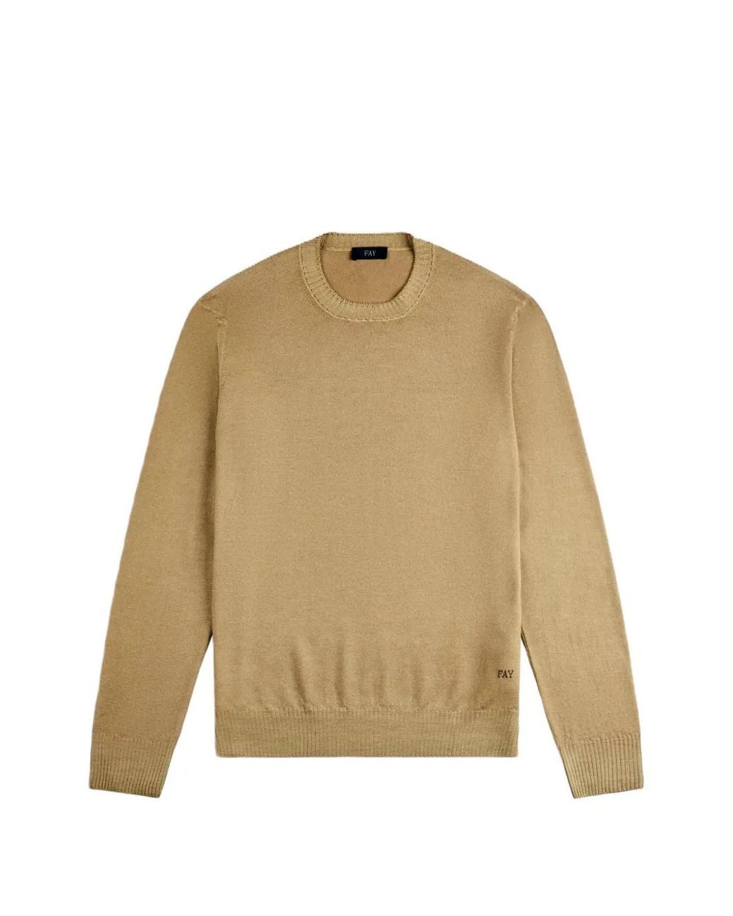 Fay Natural Logo-Embroidered Crew-Neck Sweater for men
