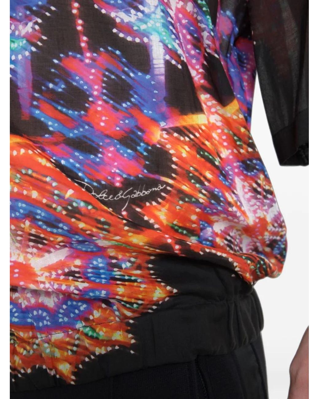 Dolce & Gabbana Red Luminarie-Print V-Neck T-Shirt for men