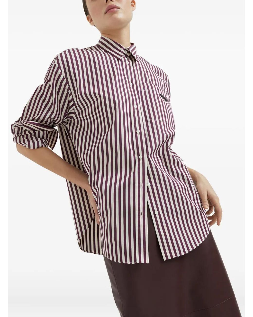 Brunello Cucinelli Red Striped Shirt
