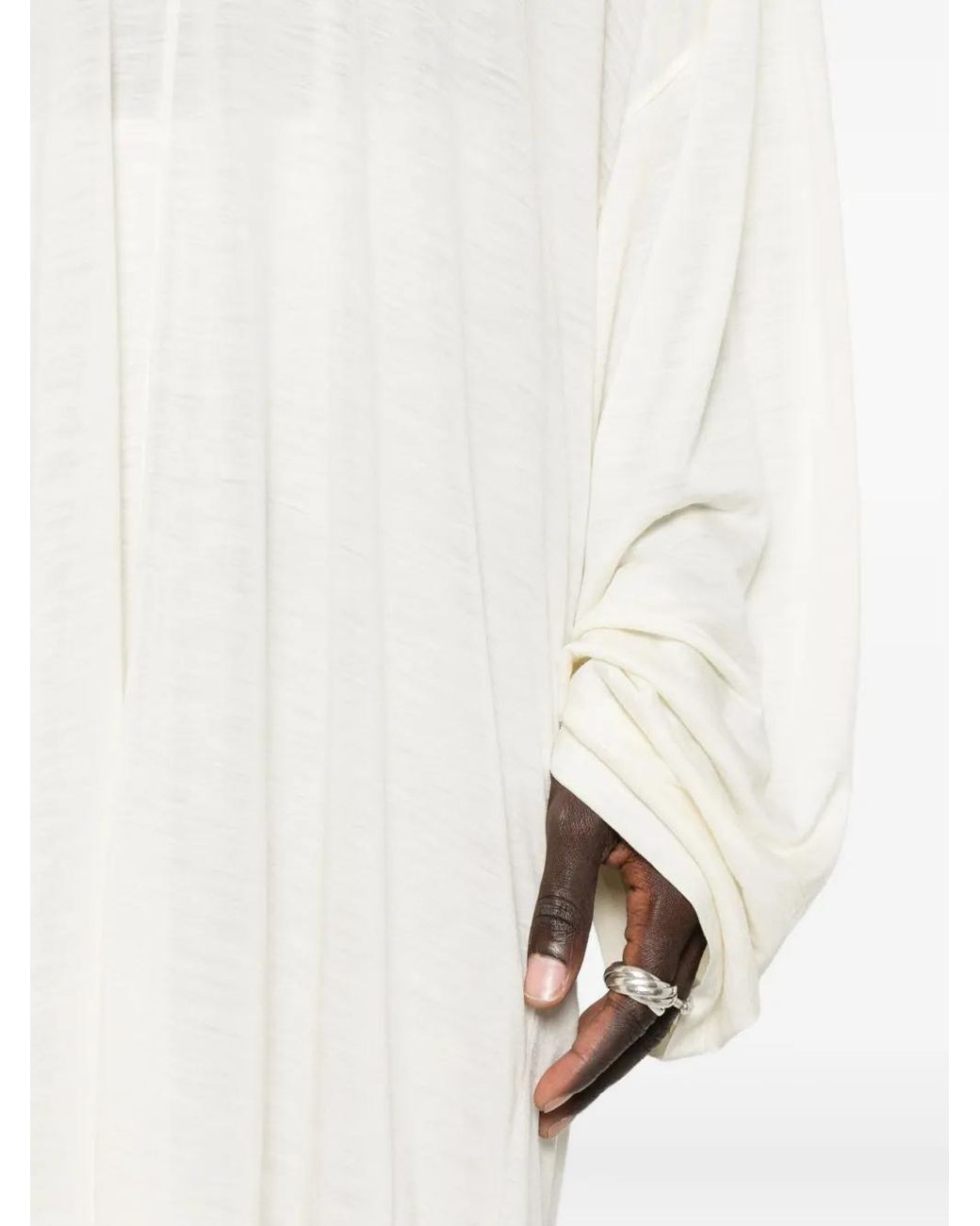 Rick Owens White Draped Long T-Shirt for men