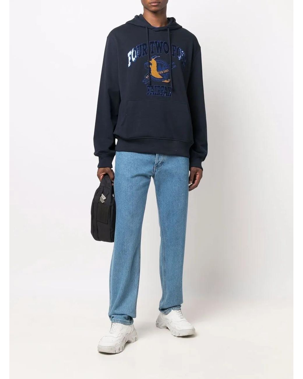 424 Blue Hoodie for men