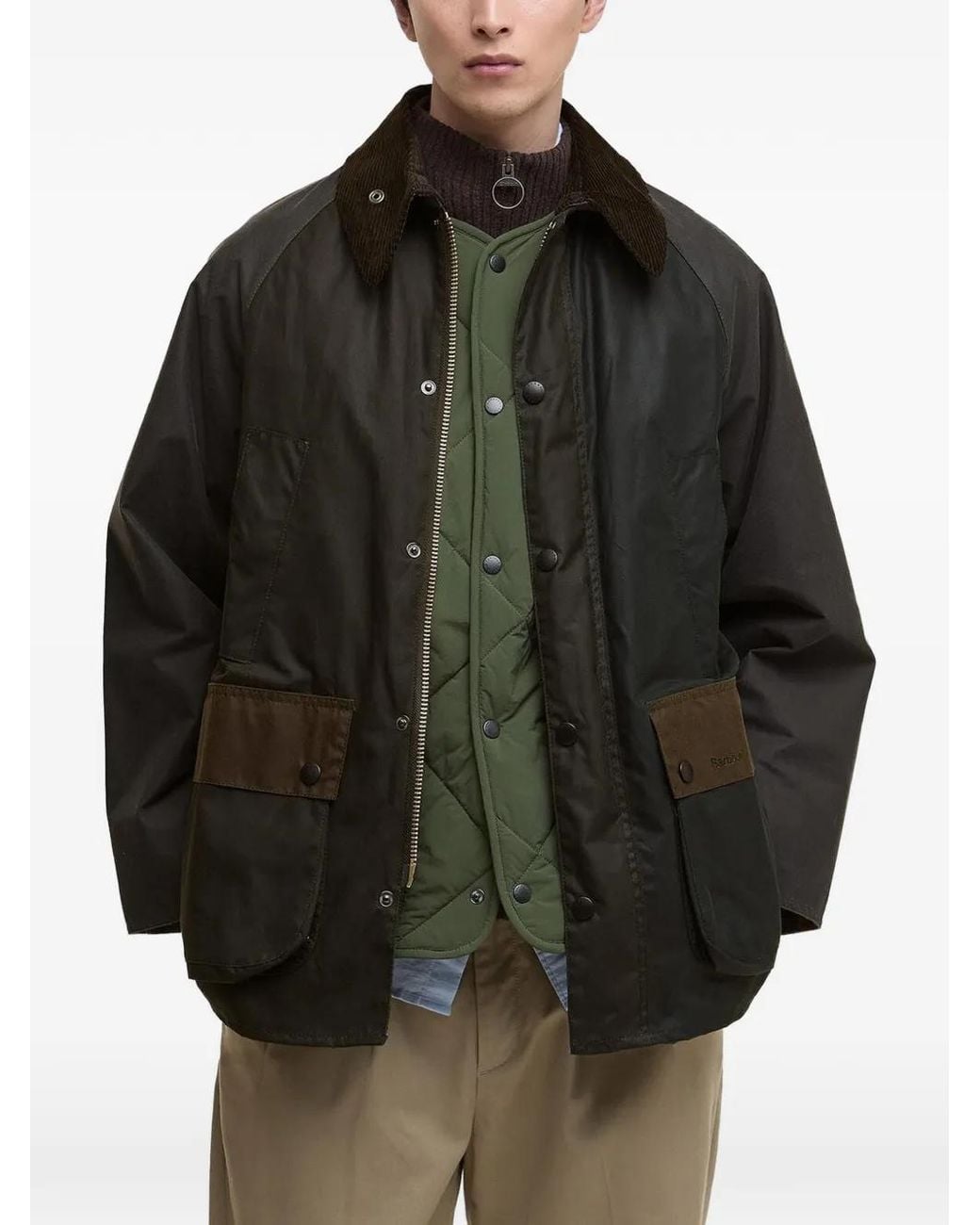 Barbour Black Patchwork Oversized Bedale Waxed Jacket for men