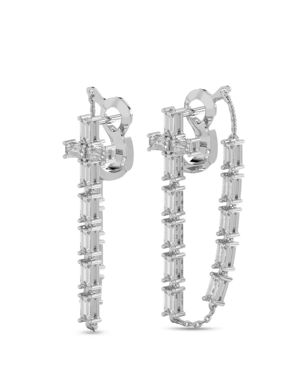 SOLO for Diamonds White Boucles D'Oreilles À Pendentif Croix