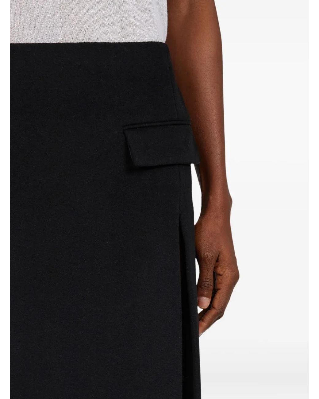 Ferragamo Black Double-Slit Midi Skirt