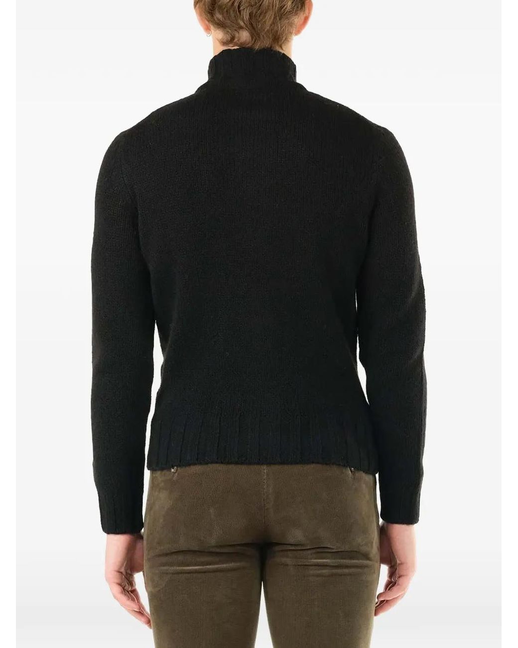 Al Duca D'aosta Blue Ribbed-Trim Wool Cardigan for men
