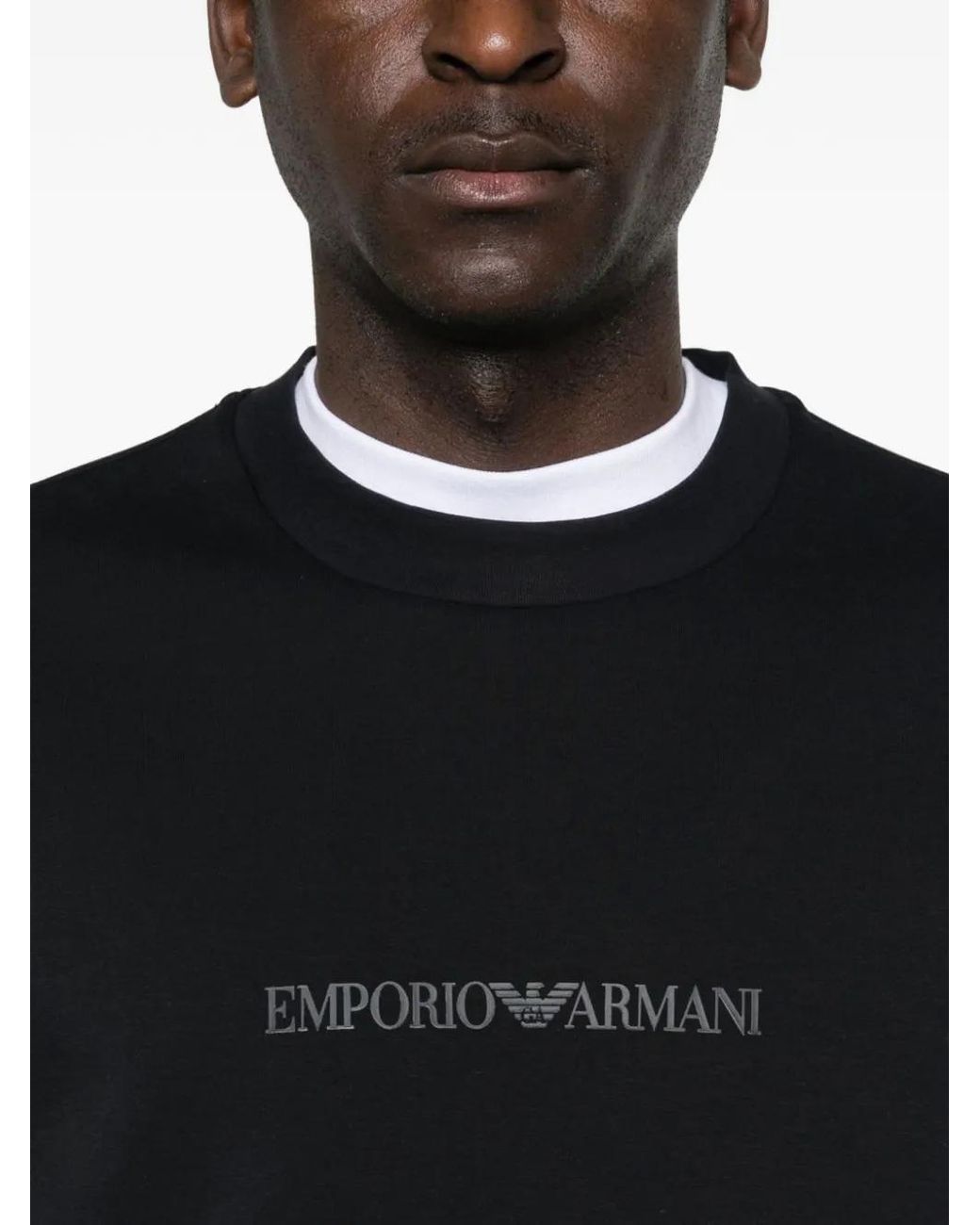 Emporio Armani Black Logo Cotton Sweatshirt for men