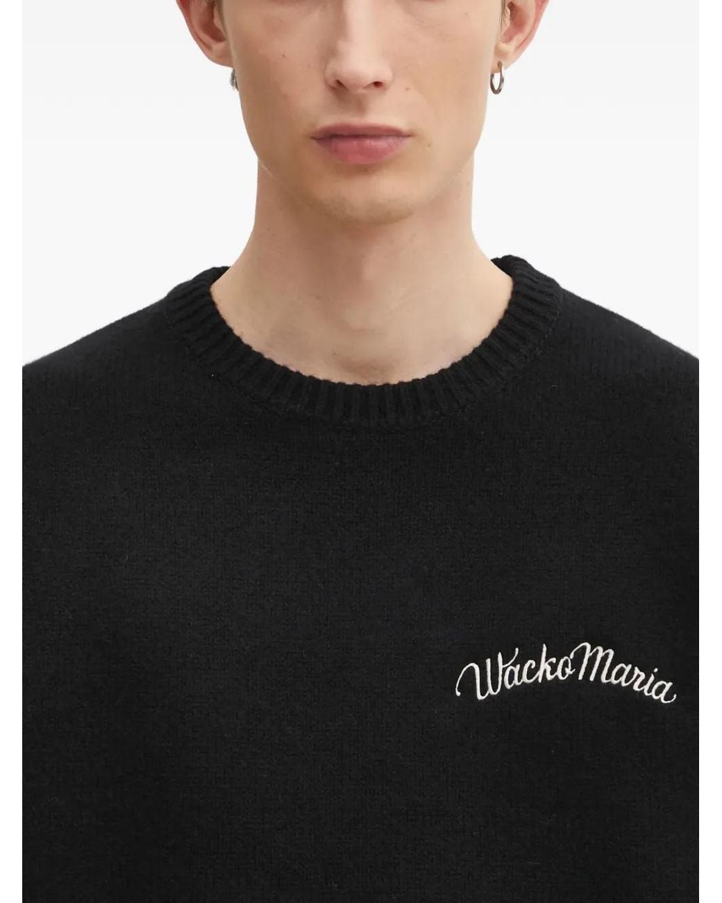 Wacko Maria Logo-Embroidered Sweater in Black for Men | Lyst