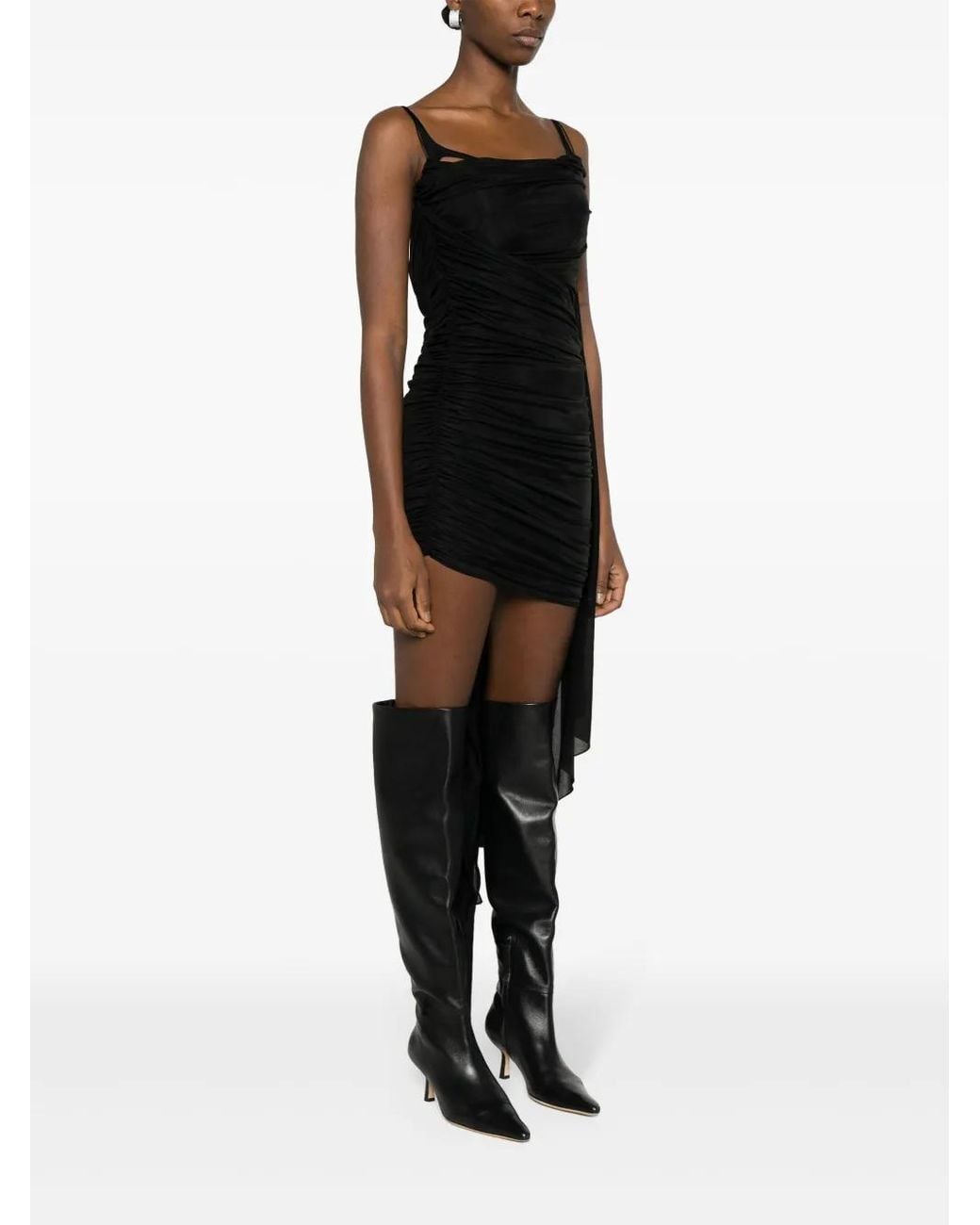 Mugler Black Open-back Draped Minidress