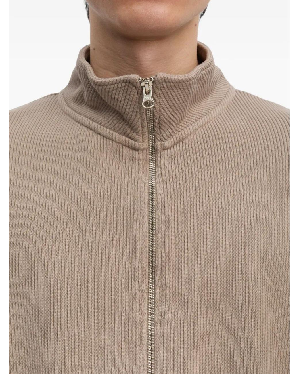 Another Aspect Natural Ribbed-Knit Zip-Up Sweatshirt for men
