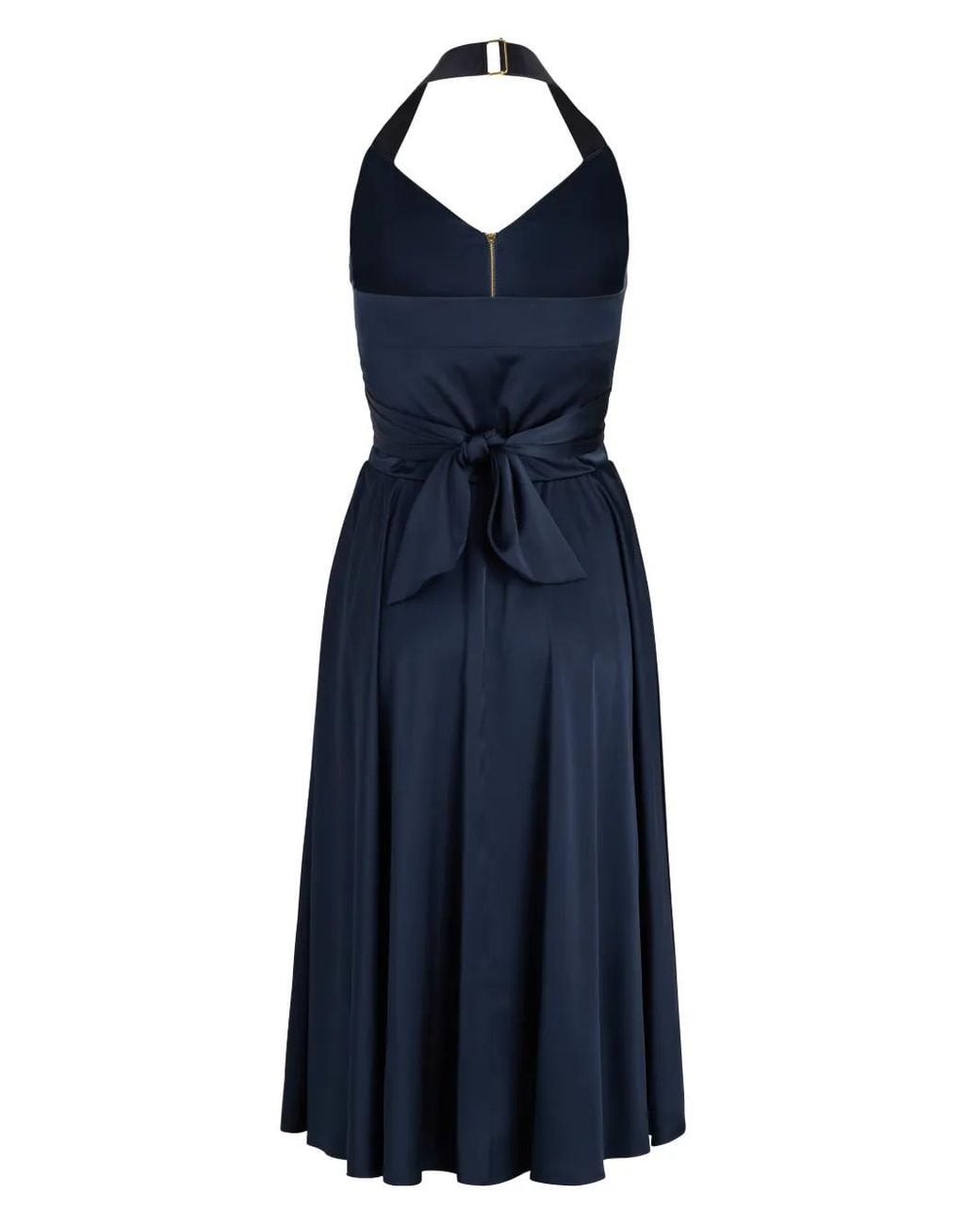 Patou Blue Halterneck Satin Midi Dress