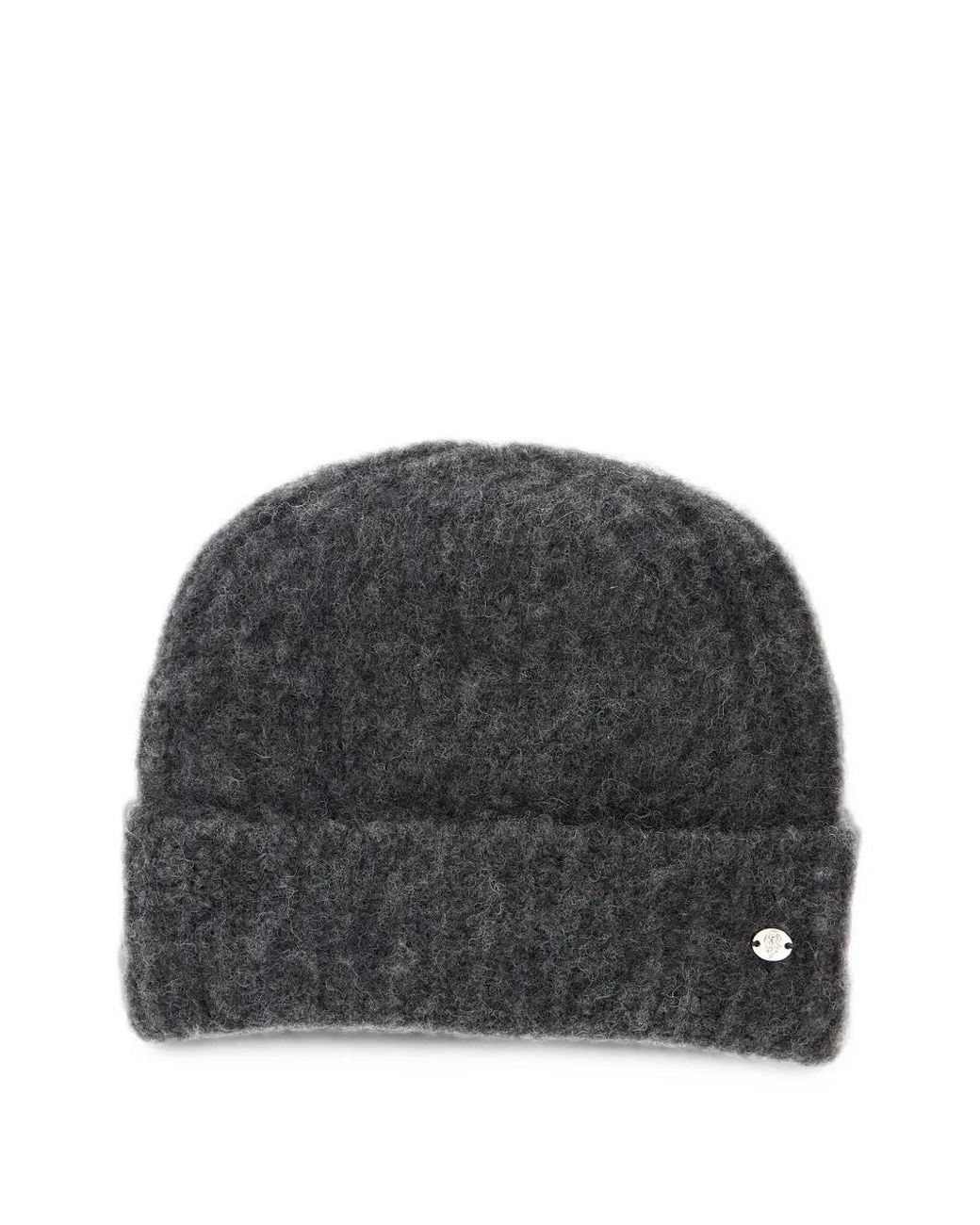 Helen Kaminski Gray Logo-Plaque Knitted Beanie Hat