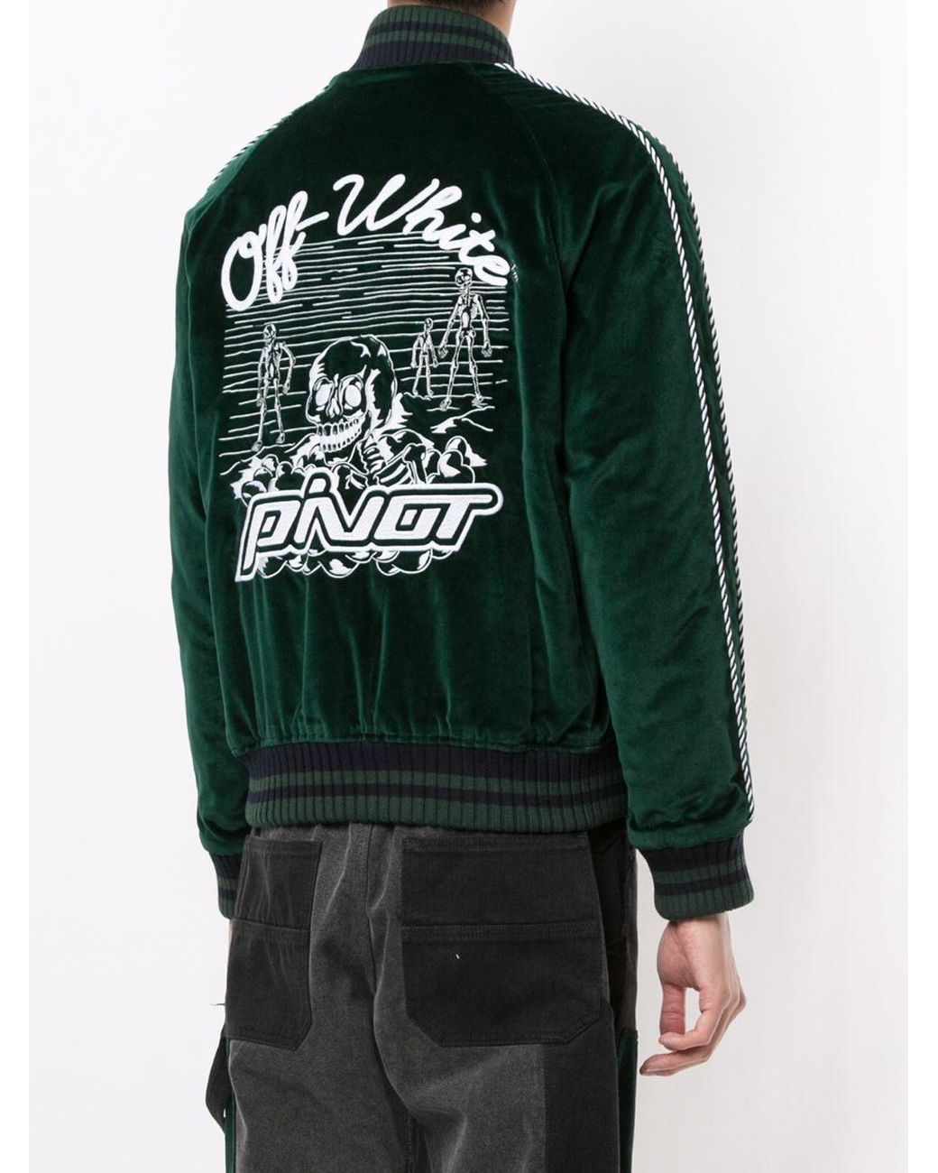 Off-White c/o Virgil Abloh Pivot Velvet Varsity Jacket in Green for Men |  Lyst