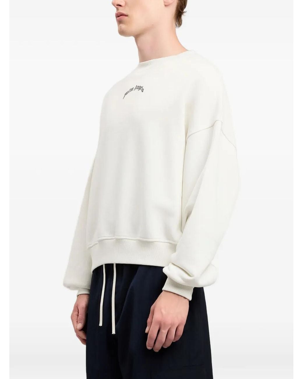 Palm Angels White Curved-Logo Sweatshirt for men
