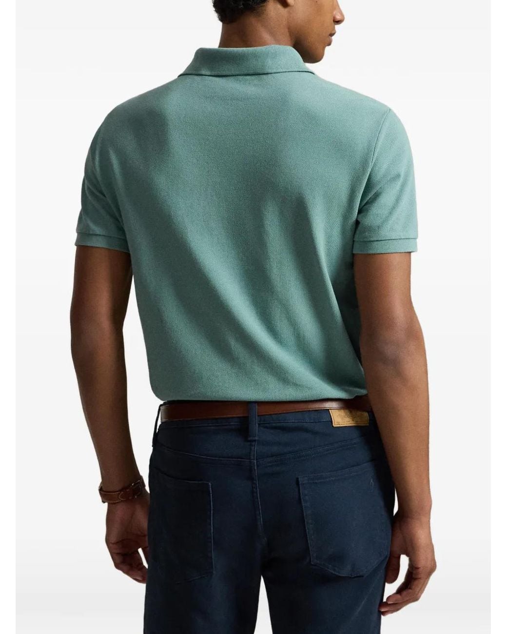 Polo Ralph Lauren Blue Embroidered Pony Mesh Polo Shirt for men