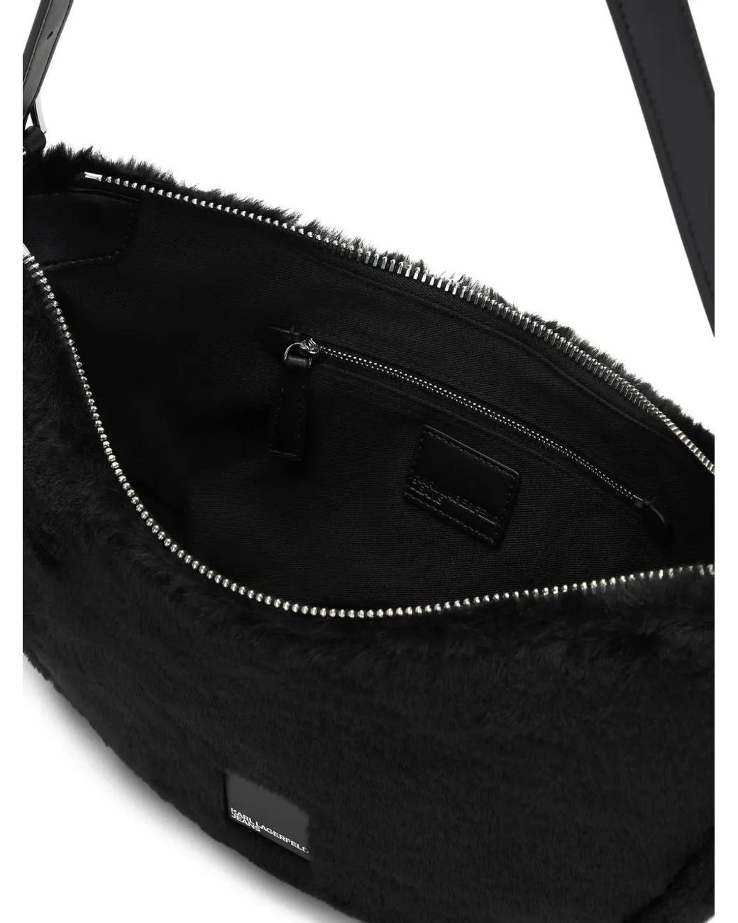 Karl Lagerfeld Black Logo-Box Slingbag Furry