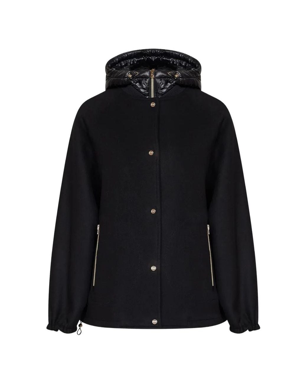 Herno Black Hooded Raglan-Sleeve Coat