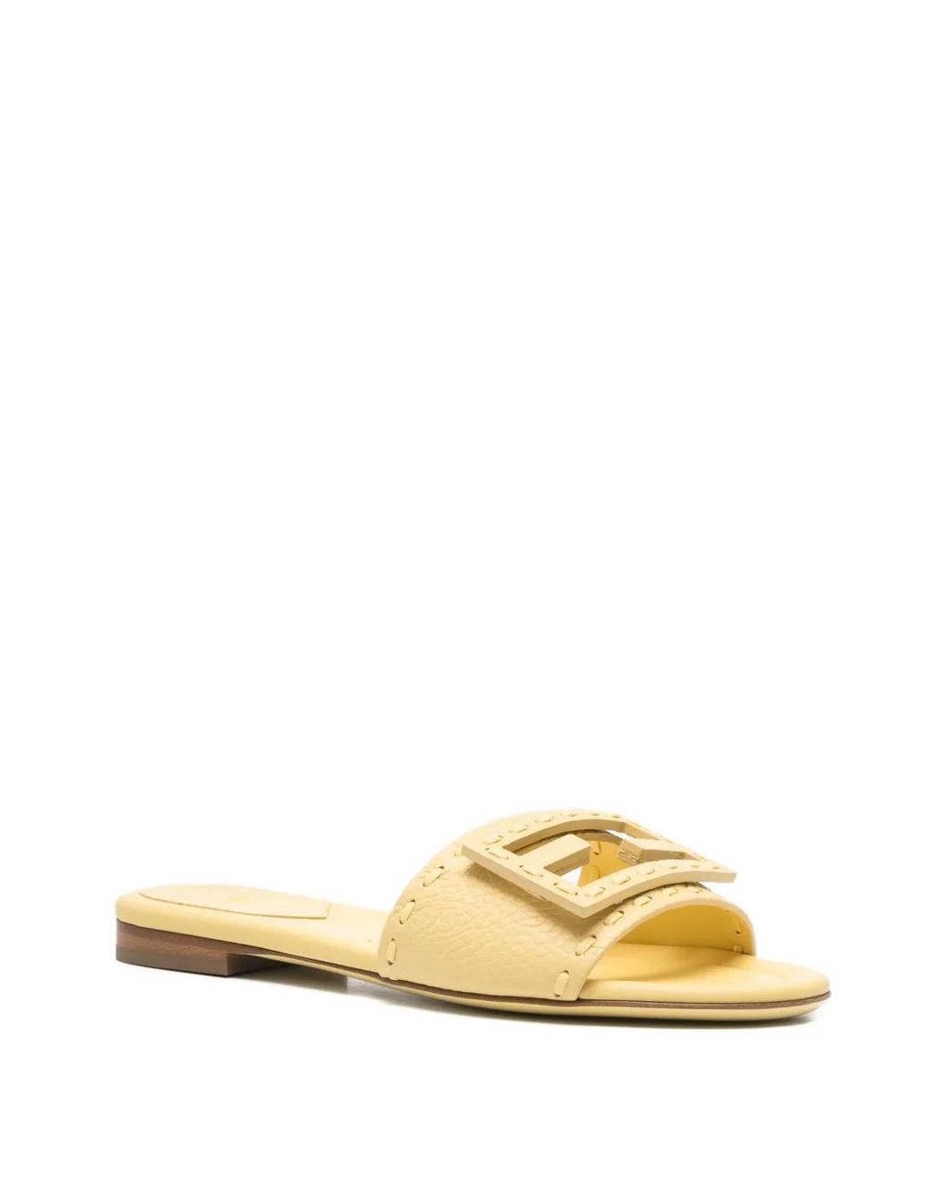Fendi Metallic Baguette Leather Slides