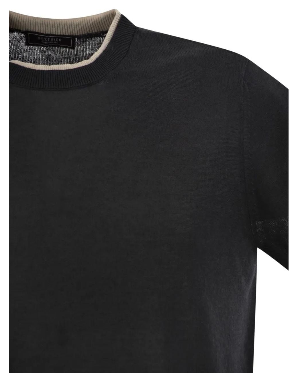 Peserico Geripptes T-Shirt in Black für Herren