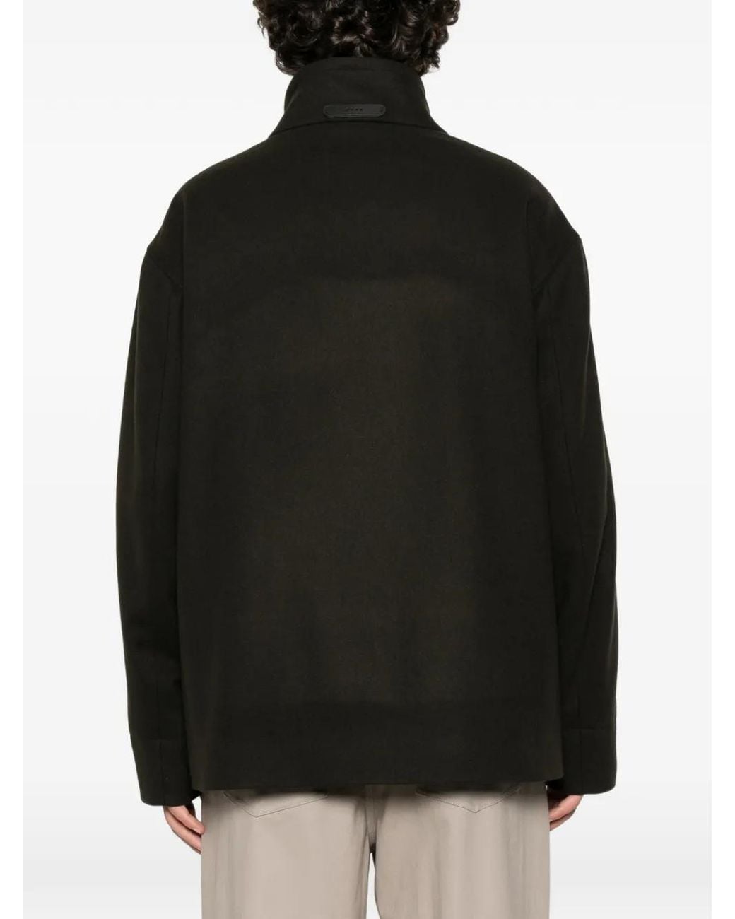 Hevò Black Button-Up Patch-Pocket Short Coat for men