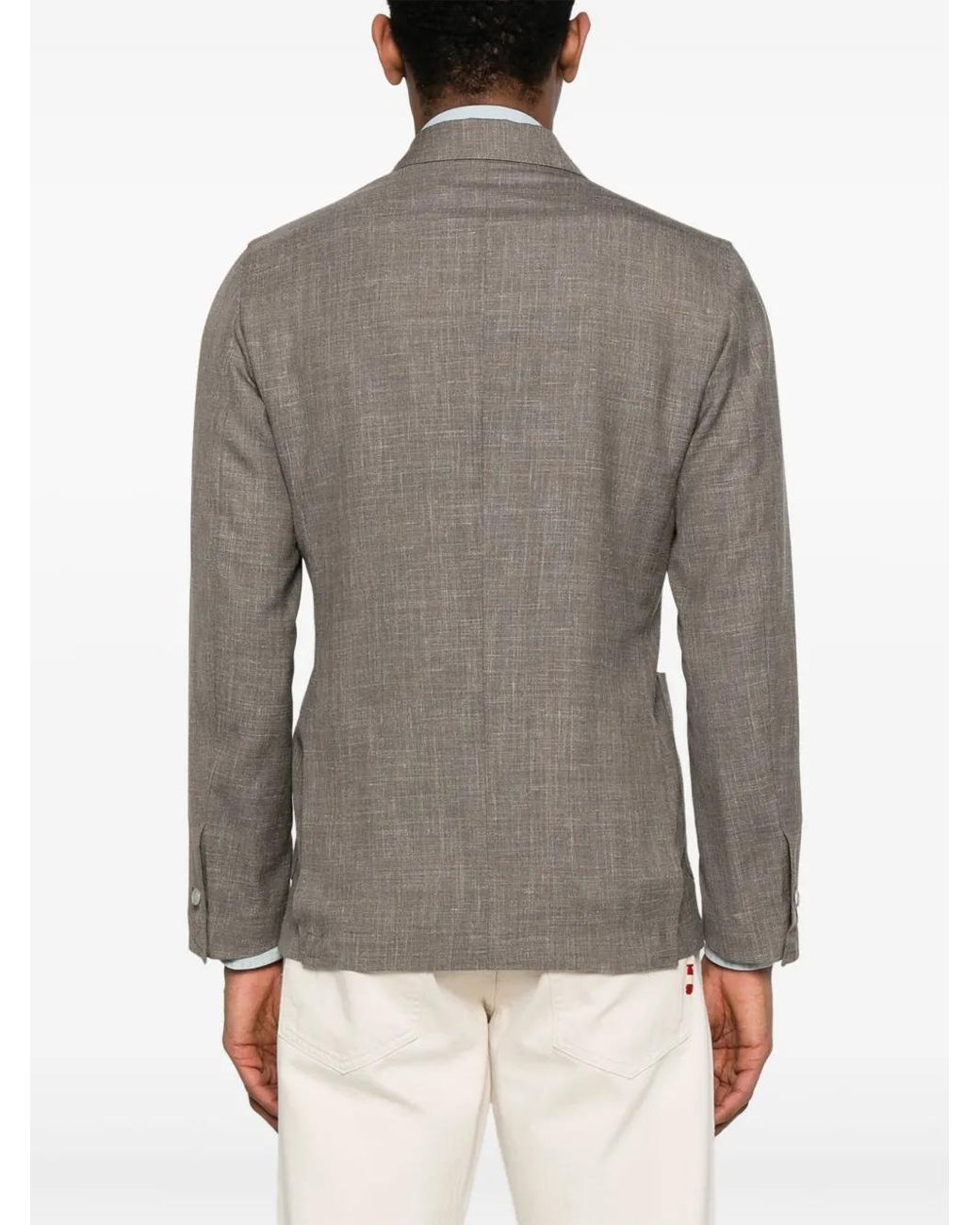 Barba Napoli Gray Double-Breasted Blazer for men