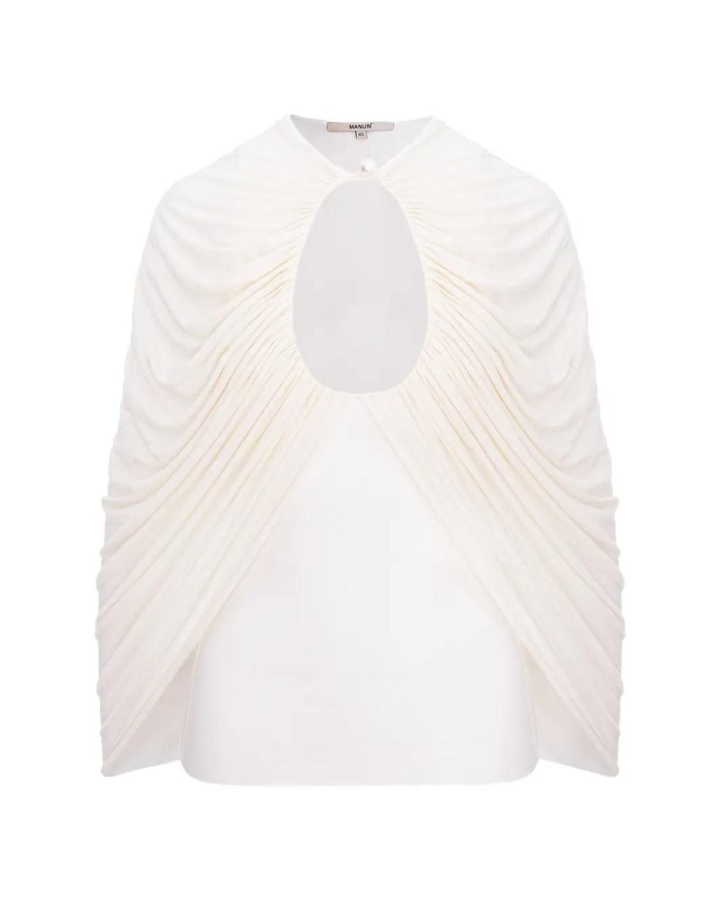 MANURI White Kokon Draped Blouse