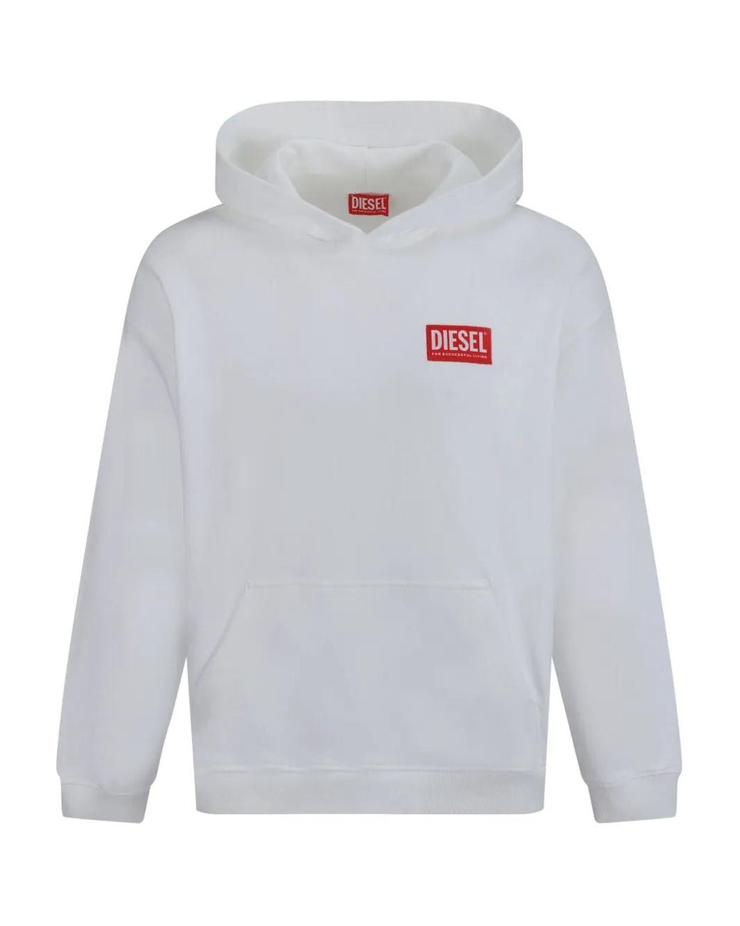 DIESEL White S-Boxt Cotton Hoodie for men