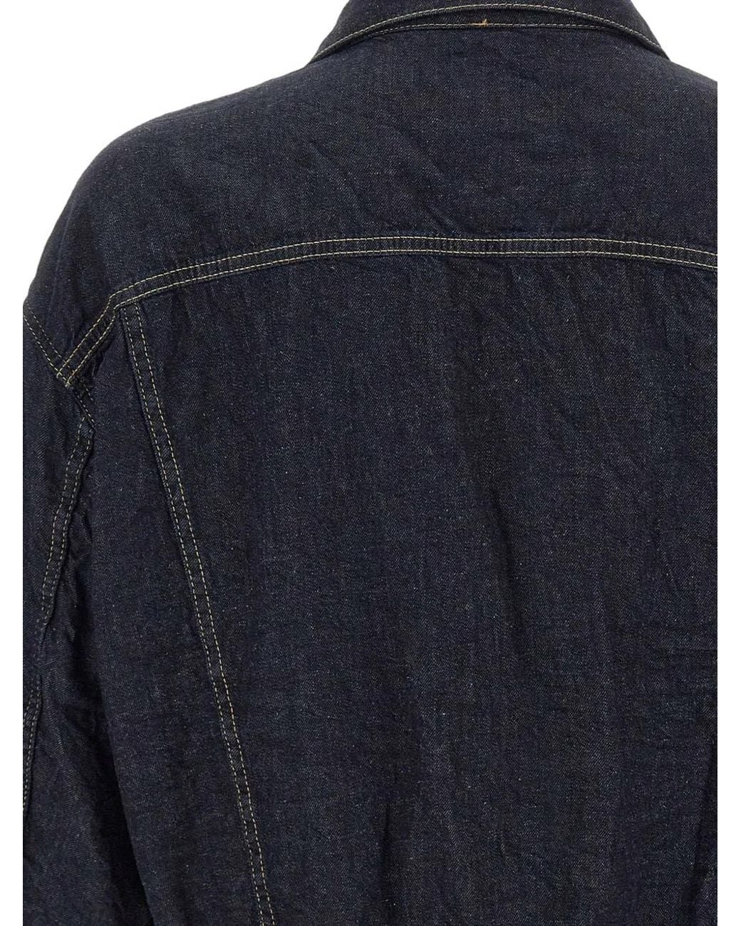DSquared² Blue Cargo-Design Buttoned Denim Jacket for men