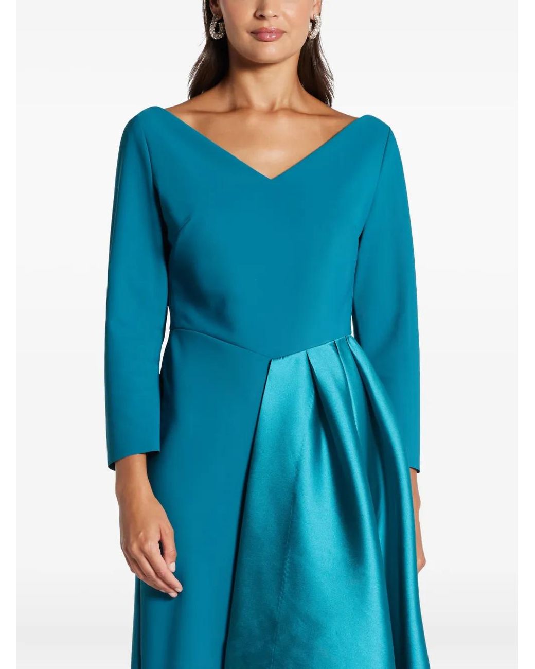 Greta Constantine Blue Robe Longue Percier À Col V