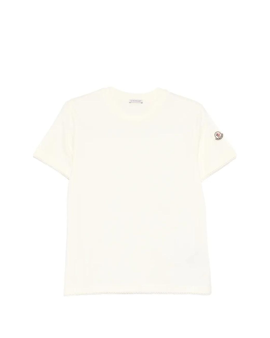 Moncler White Ribbed Crew Neck Short Sleeve Top