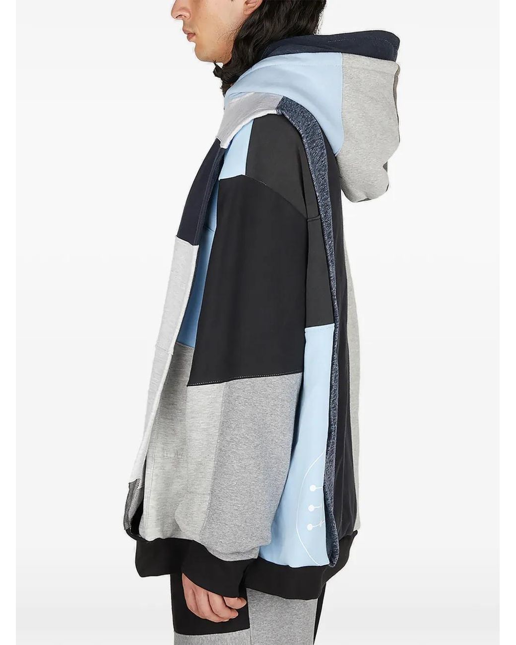 (DI)VISION Blue Patchwork Jersey Hoodie for men