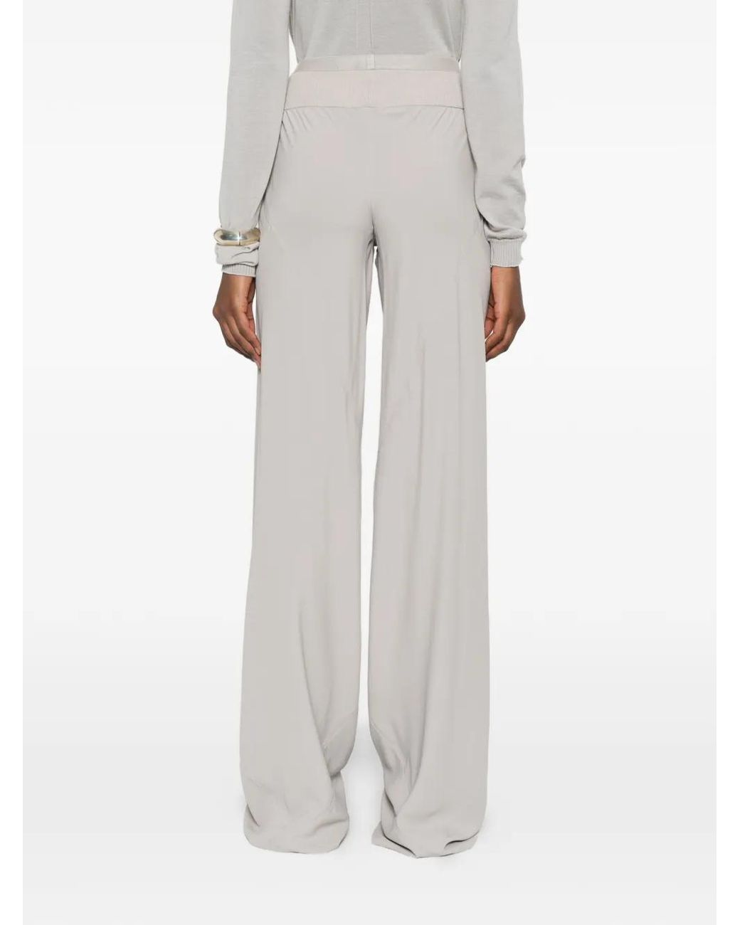 Rick Owens White Silk Blend Trousers