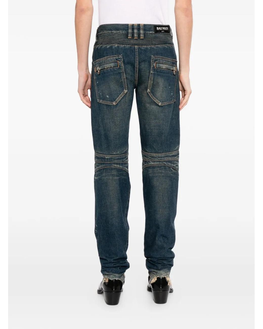 Vaqueros Biker A Paneles Balmain de hombre de color Black