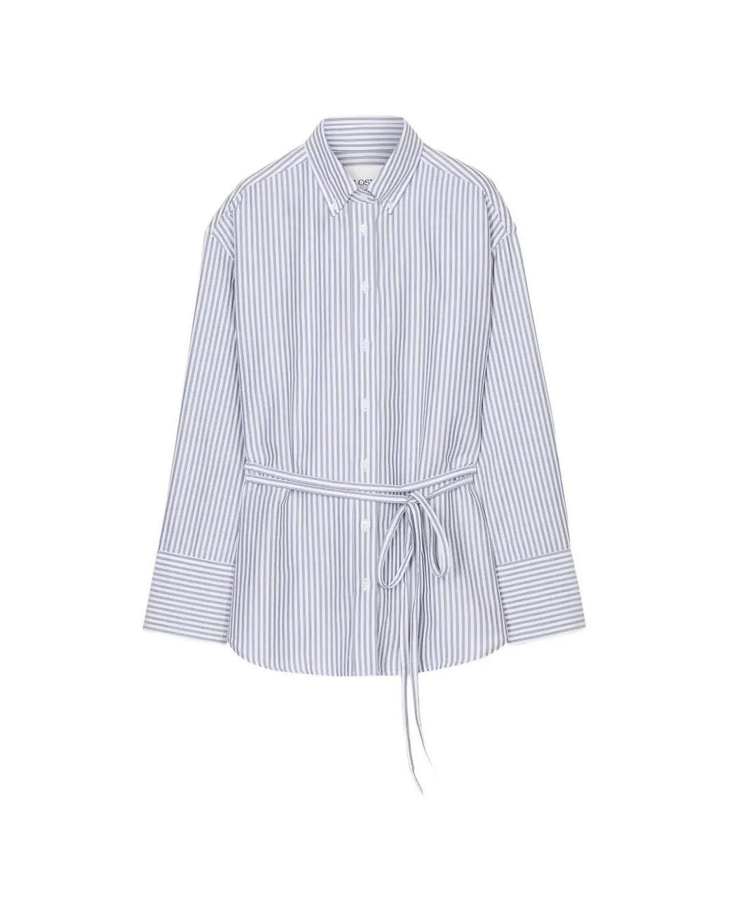 Closed White Striped Belted Shirt