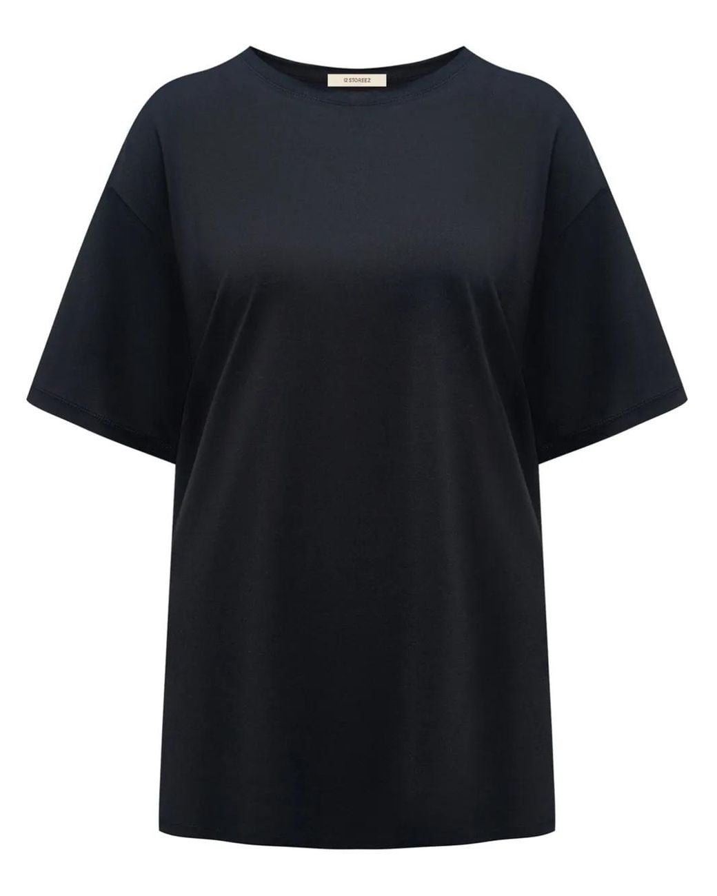 12 STOREEZ Black Round-Neck Silk T-Shirt