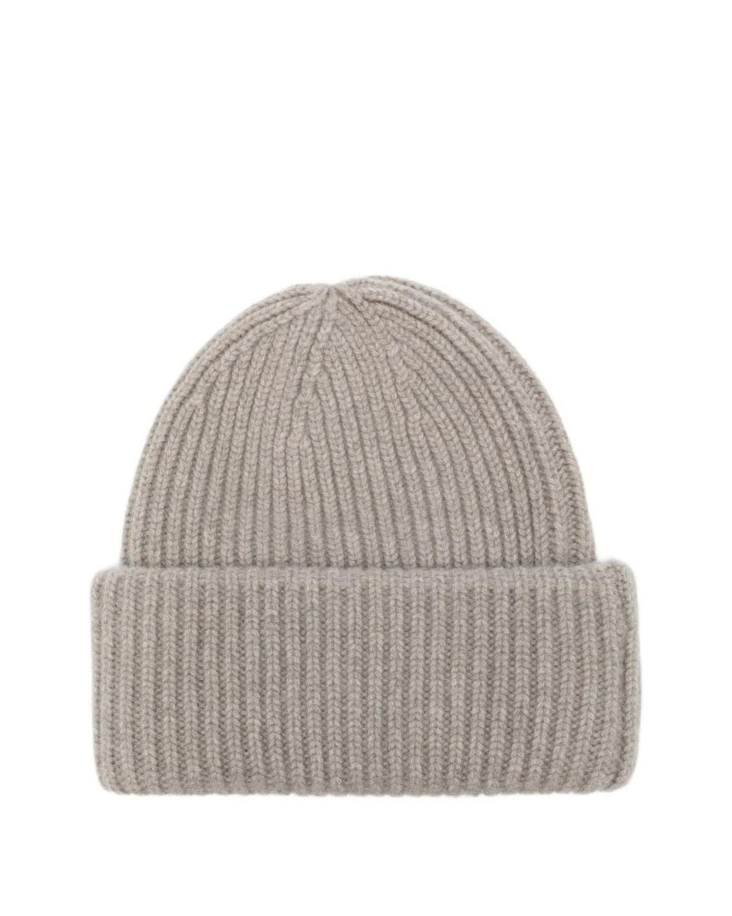 Soft Goat Gray Ribbed-Knit Beanie Hat