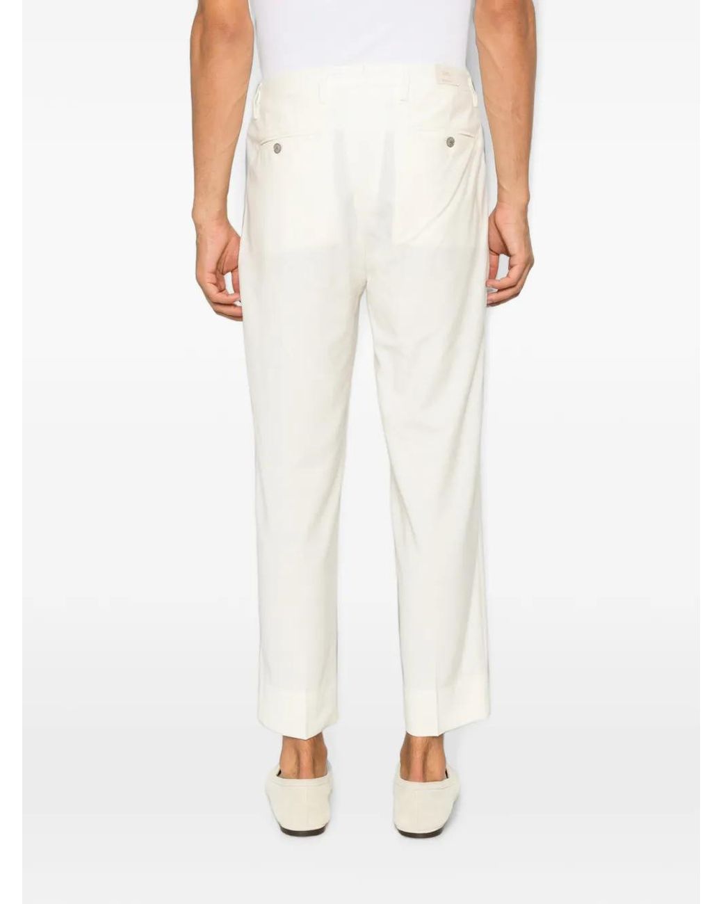 Briglia 1949 White Pleated-Detail Cropped Trousers for men
