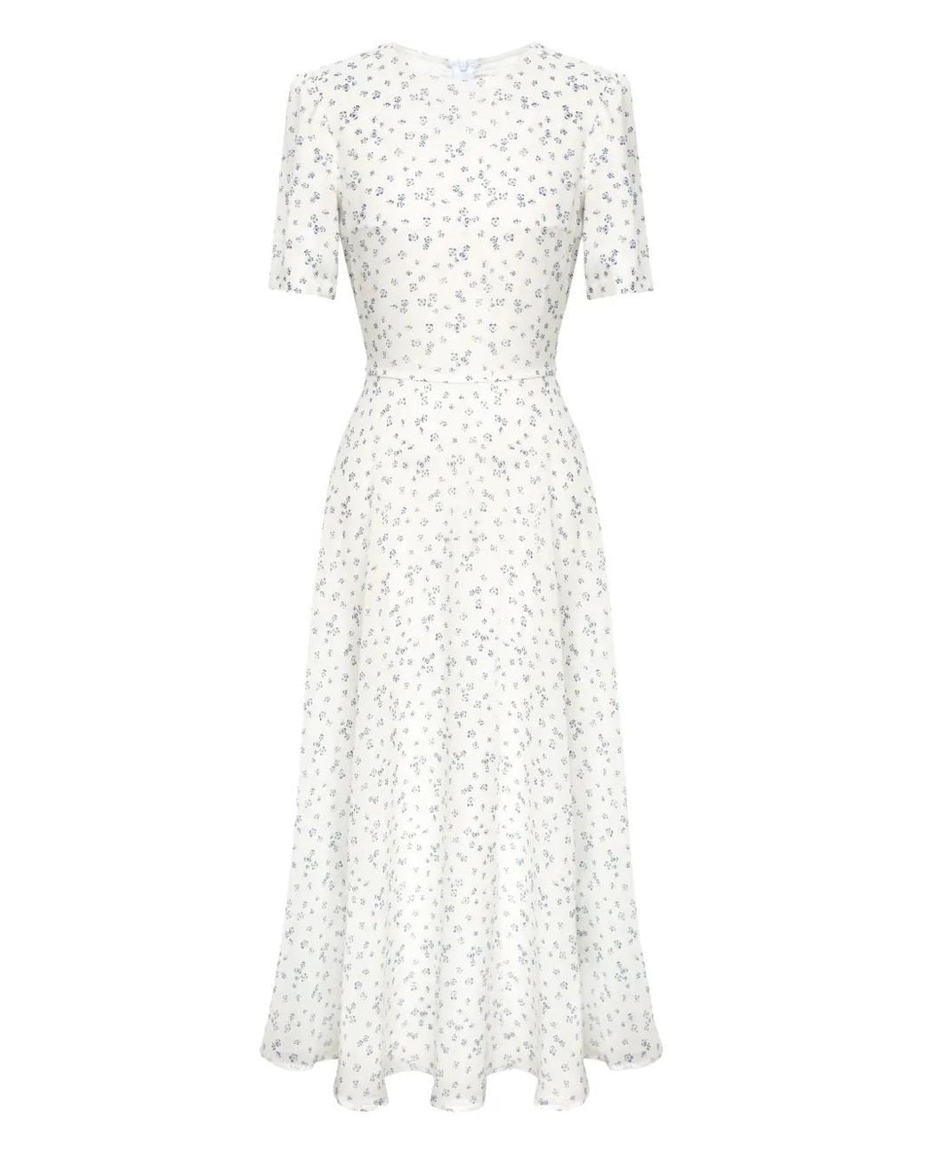 POST MERIDIEM White Short-Sleeve Floral Midi Dress