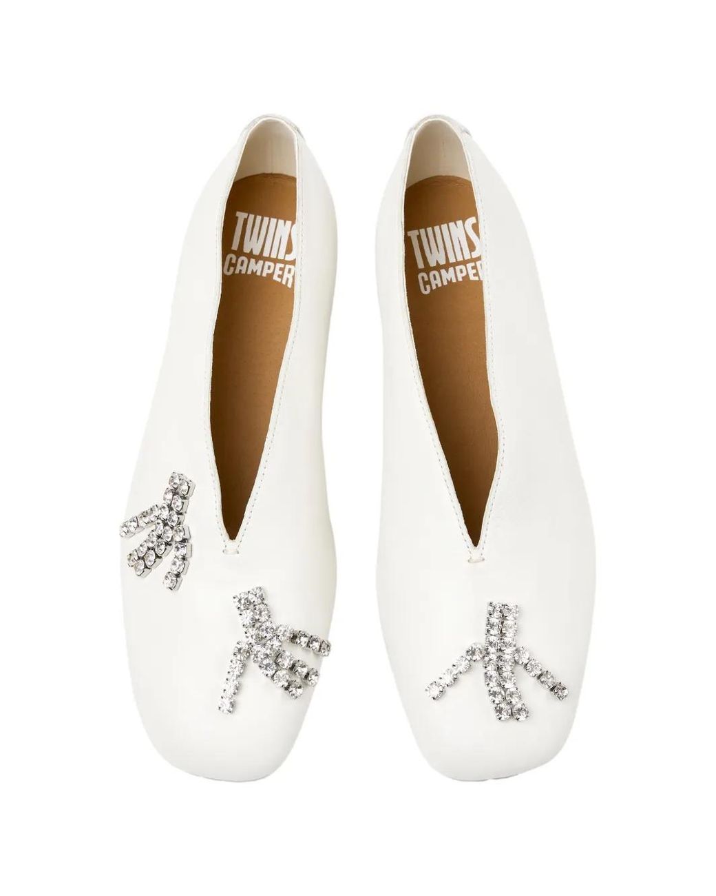 Camper White Casi Myra Crystal-Embellished Ballet Flats