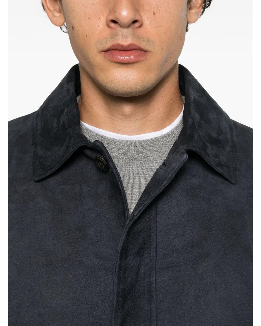 Corneliani Black Suede Panelled Jacket for men