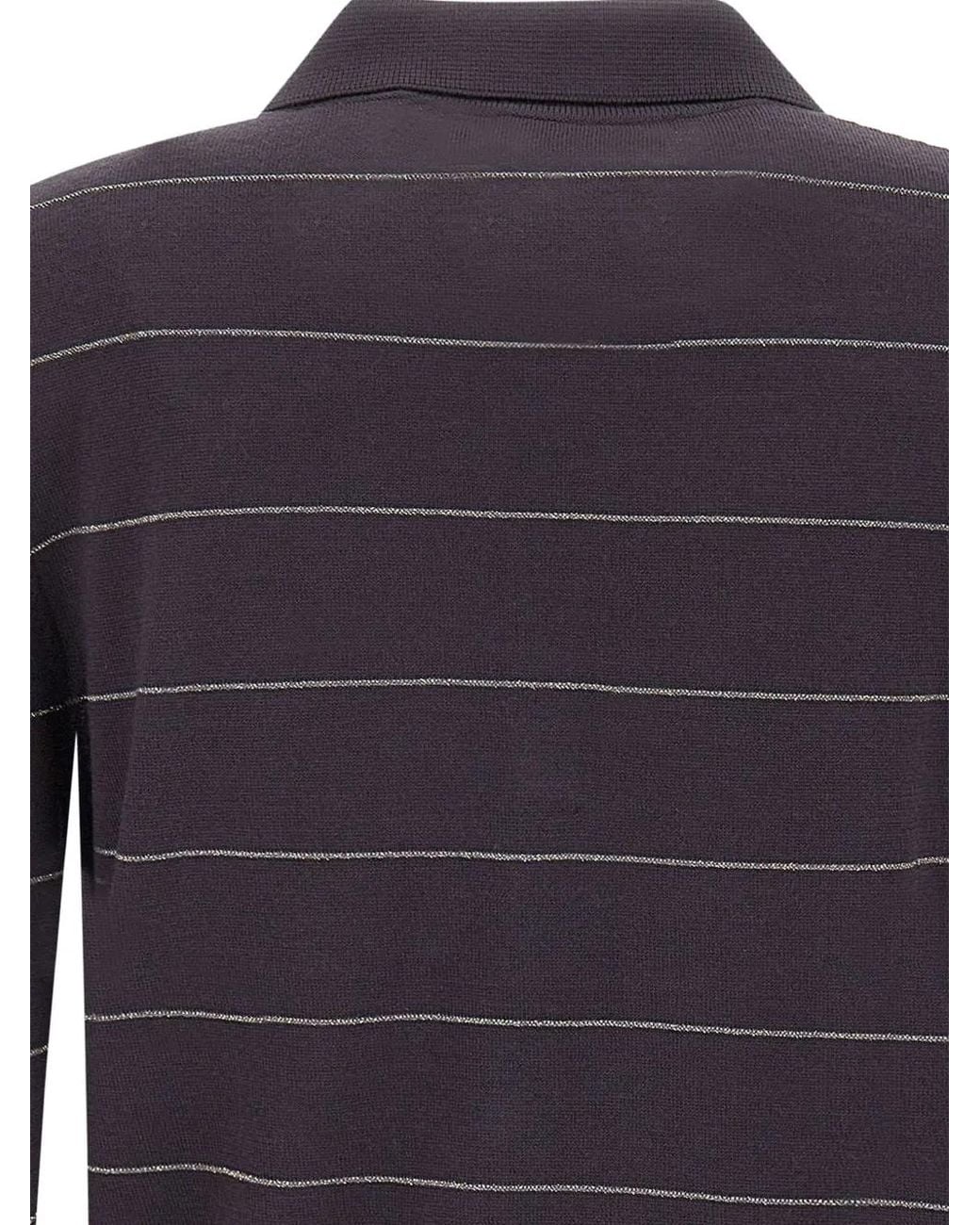 Eleventy Blue Striped Wool Polo Shirt