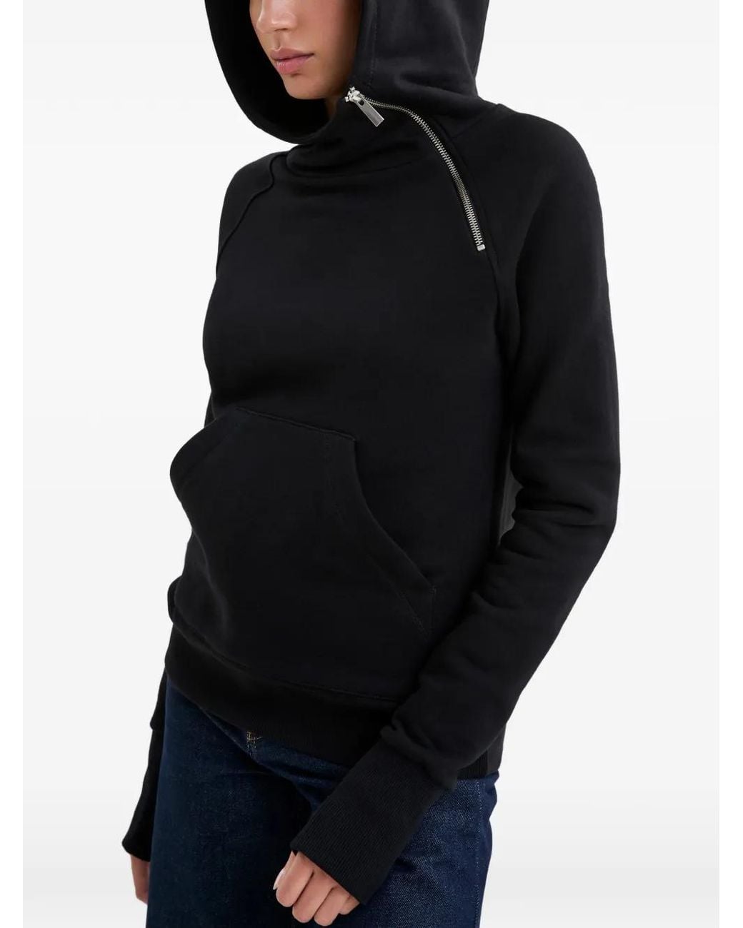 MARCELLA Black Booth Diagonal-Zip Hoodie